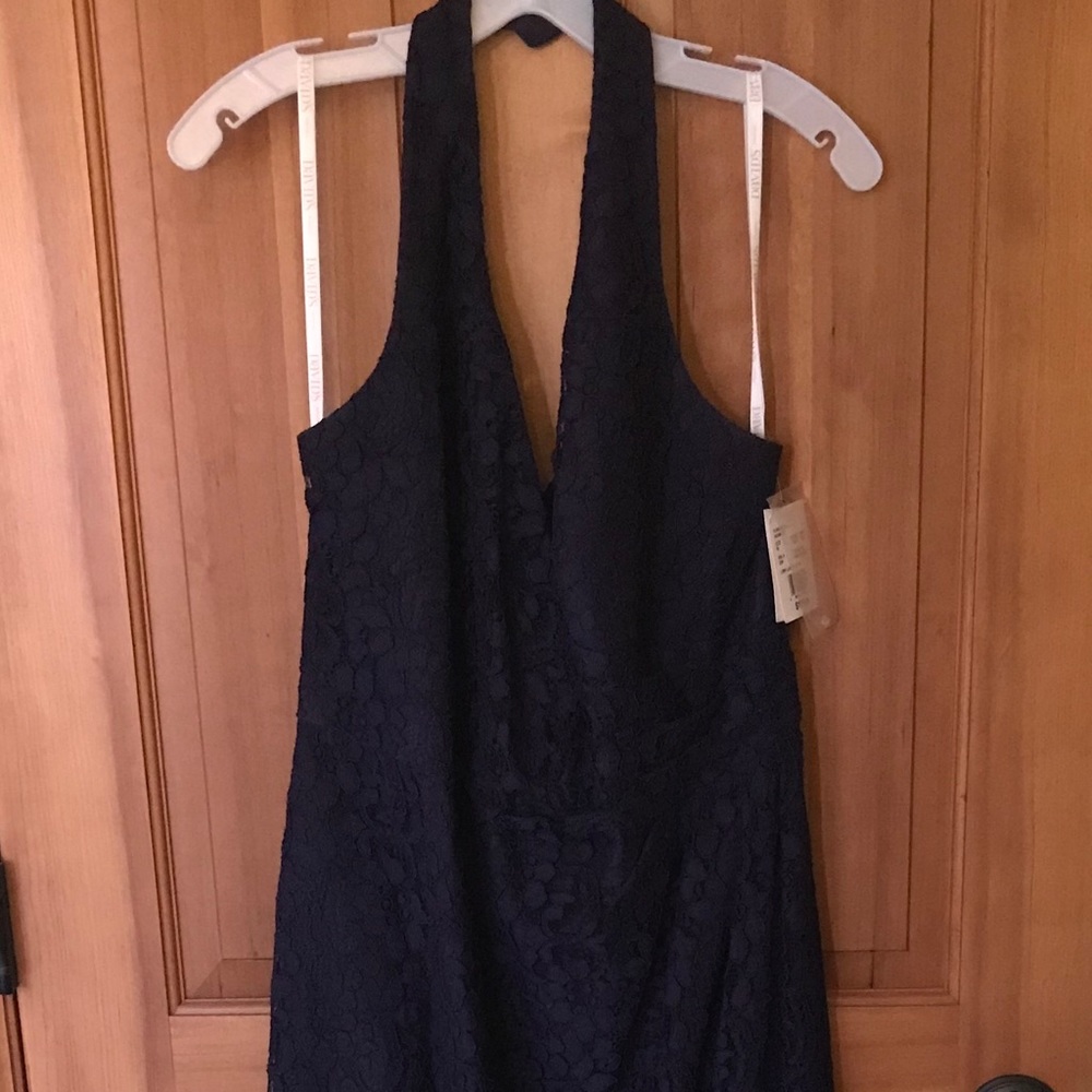 Long Lace Halter Bridesmaid Dress